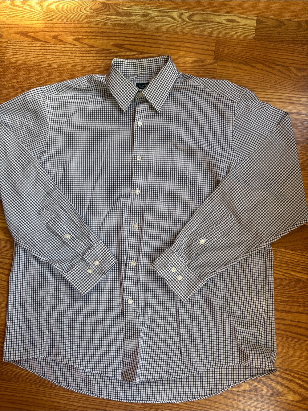 Club Room Men's Check Dress Shirt - Blue/White - Classic Button-Down